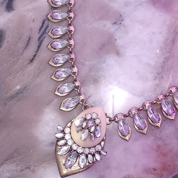 Lavish Vintage Iridescent Crystal Drop Necklace - Picture 6 of 9